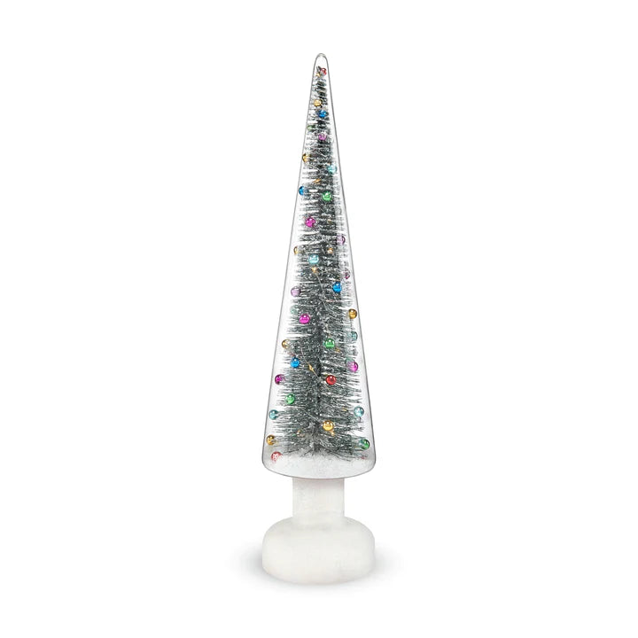 LED Snowy Wonderland Glass Lighted Tree