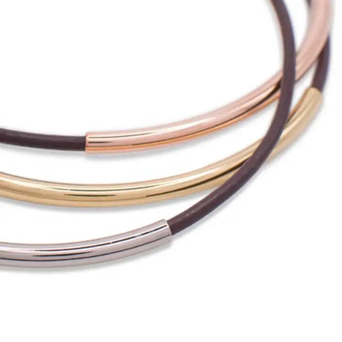 Tri-Color Leather Bangles, Putty