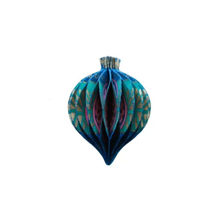 Blue Bauble Honeycomb Ornament