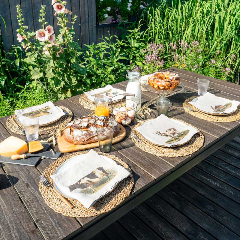 Linen Napkin Set with Farm Animals
