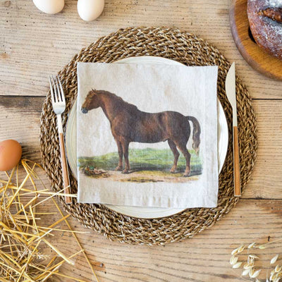 Linen Napkin Set with Farm Animals