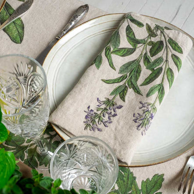 Linen Napkin Set with Fine Herbs