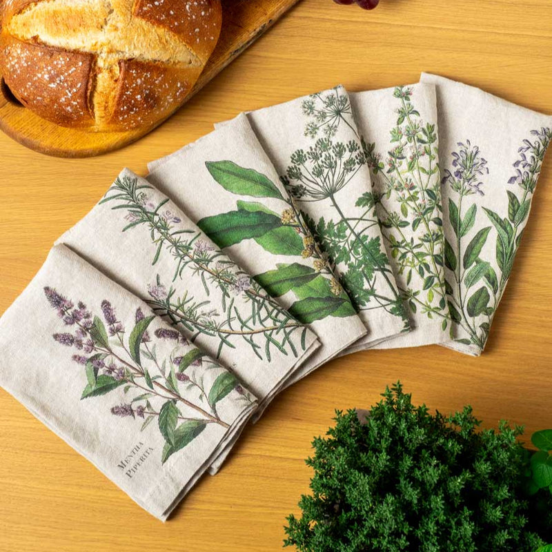 Linen Napkin Set with Fine Herbs