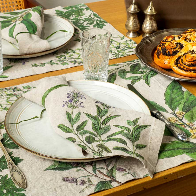 Linen Napkin Set with Fine Herbs