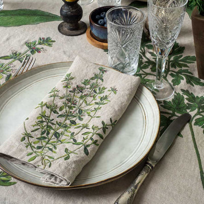 Linen Napkin Set with Fine Herbs