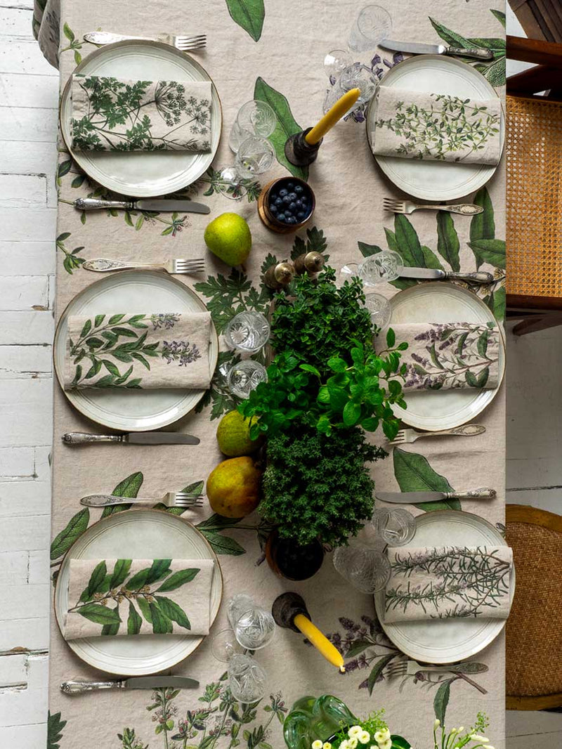 Linen Napkin Set with Fine Herbs