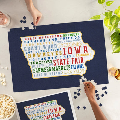 1000 Piece Puzzle Iowa, State Outline & Typography