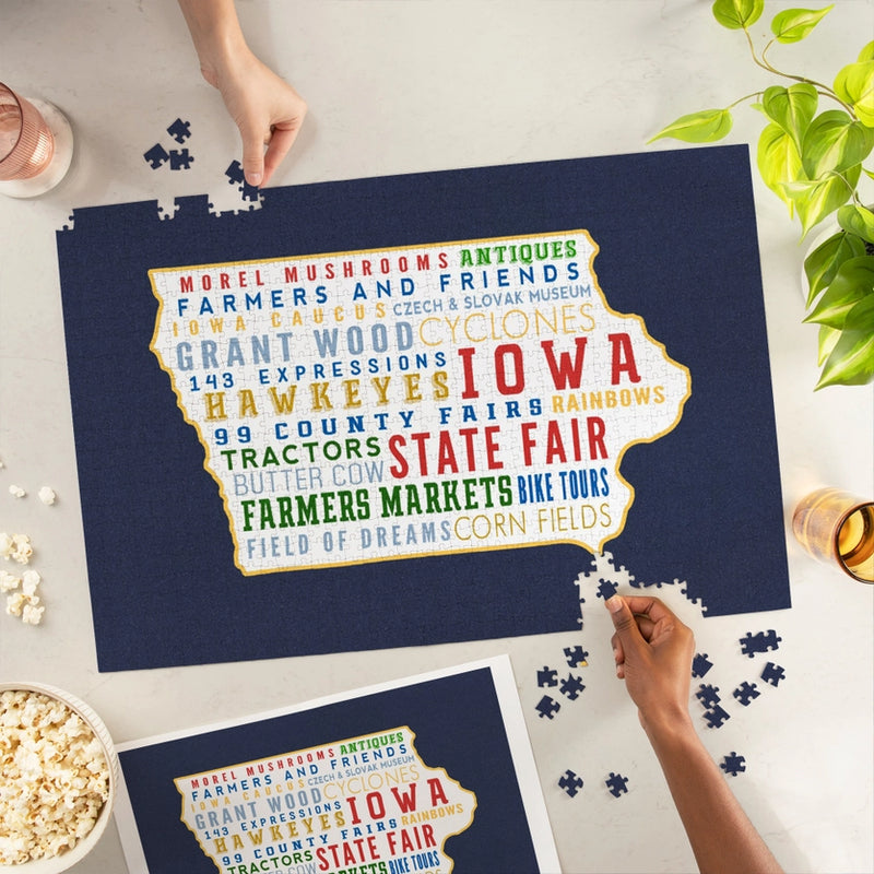 1000 Piece Puzzle Iowa, State Outline & Typography