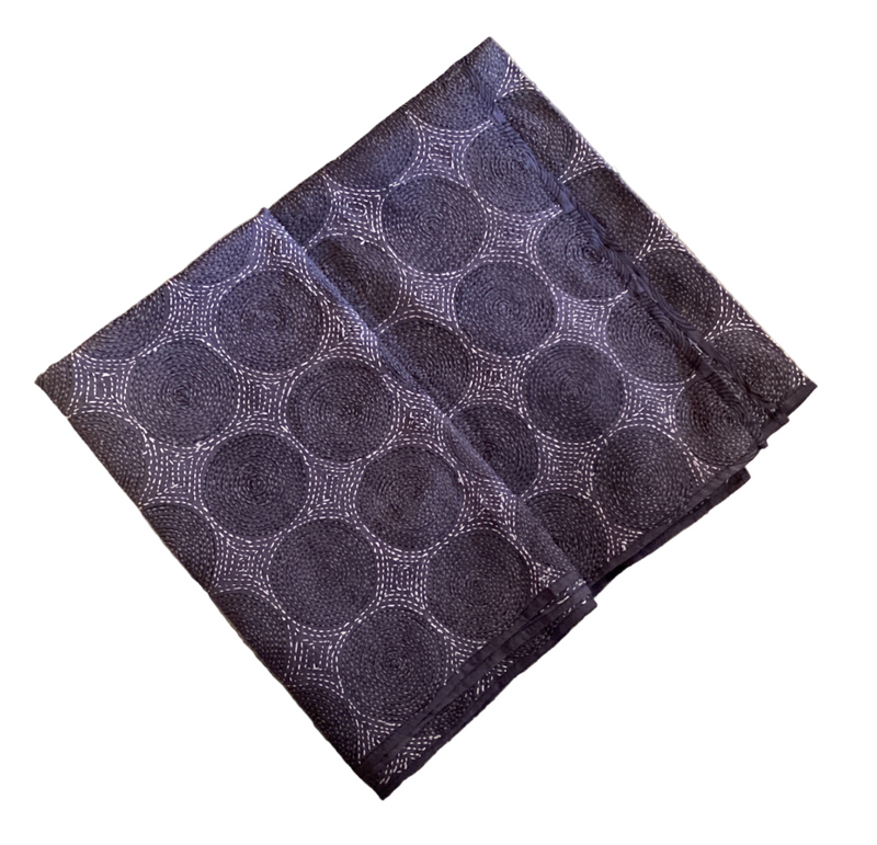 Black with Embroidery Silk Stole