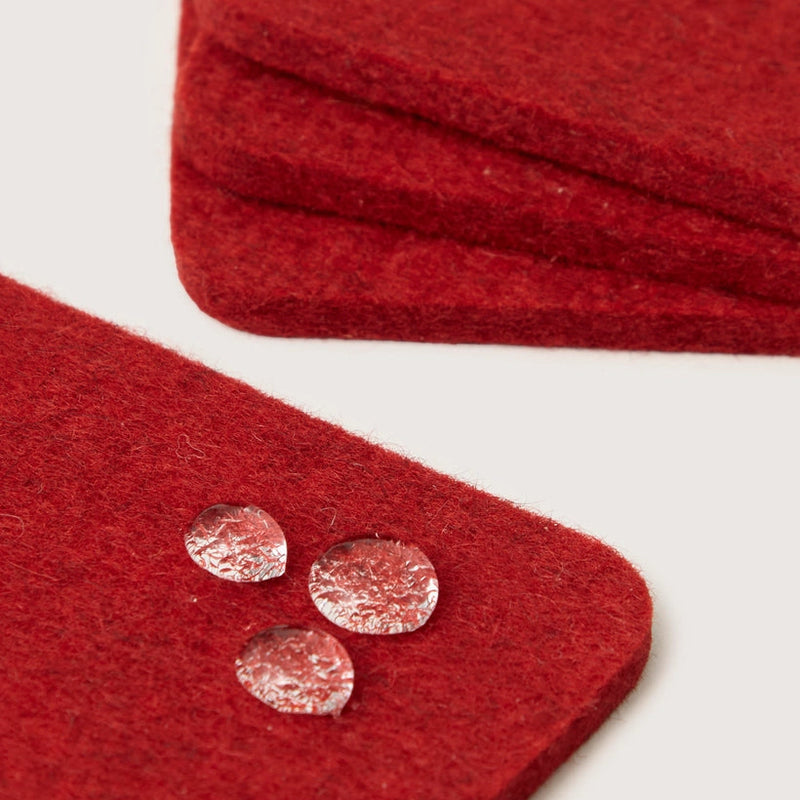 Bierfilzl: Merino Wool Felt Square Coasters in Cherry