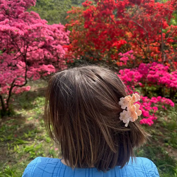 Hand-Painted Cherry Blossom Flowers Claw Clip