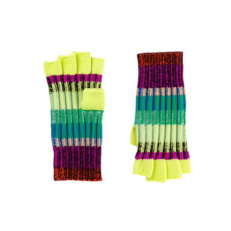 Mosaic Fingerless Gloves in Lime + Cobalt
