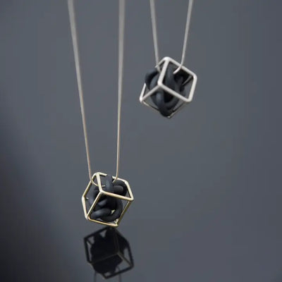 Veer Necklace, Silver Black