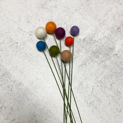 Set of 8 Felted Wool Flower Bouquet, in Spring Florals