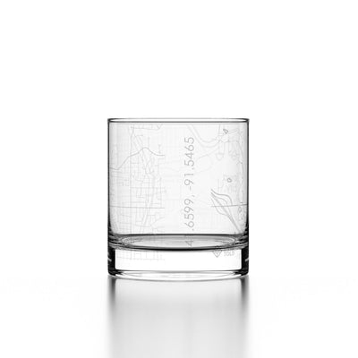 Iowa City Map Rocks Glass