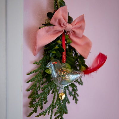 Glass Christmas Bird Ornament