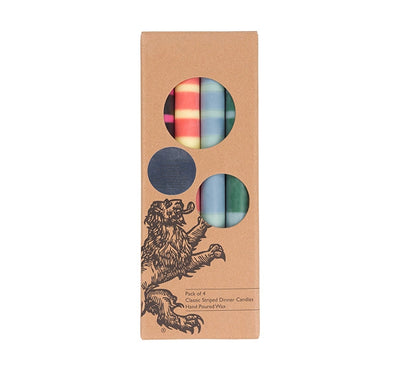 Striped Red and Blues Pack of Eco Dinner Candles