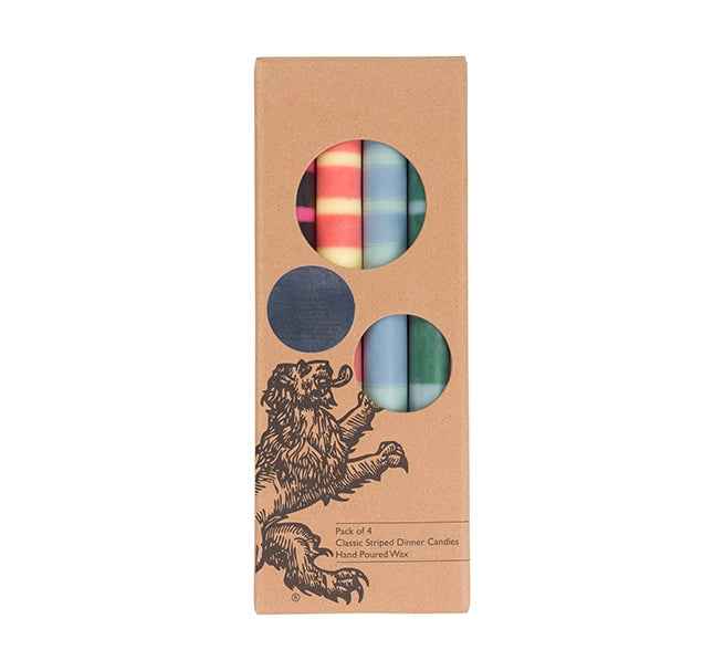 Striped Red and Blues Pack of Eco Dinner Candles