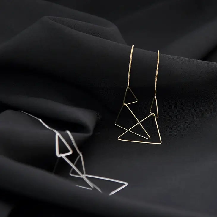 Dual Triangle Ear Drapes, Satin Gold