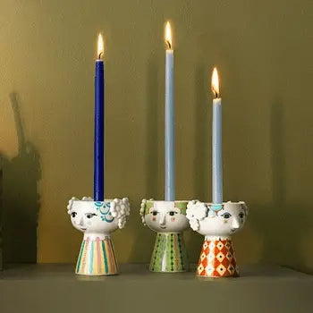 Eva Ceramic Candle Holder, Green