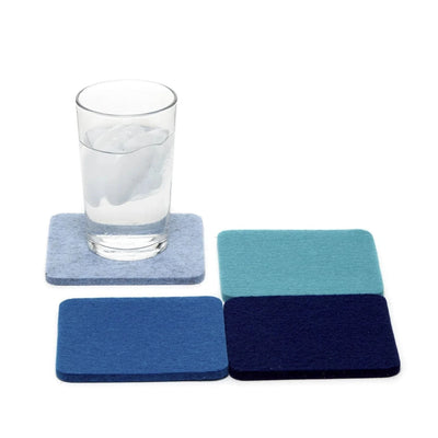 Bierfilzl: Merino Wool Felt Square Coasters in Ocean
