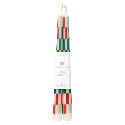 Red & Green Check Taper Dinner Candles- 2 pack