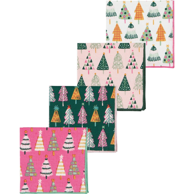 Cocktail Christmas Napkins, Set of 4