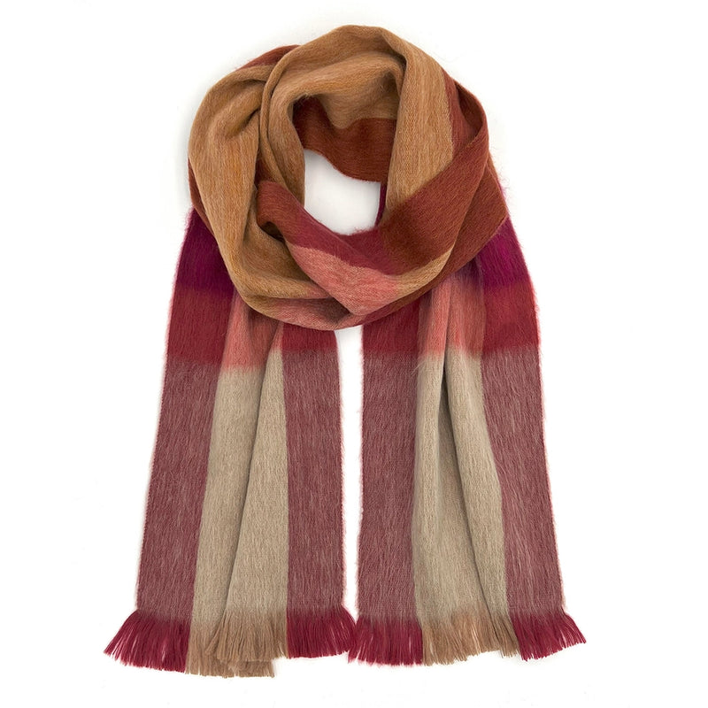 Alpaca Plaid Scarf in Sea Coral