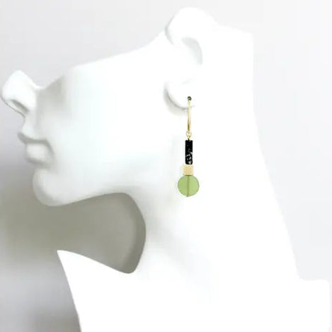 Geometric Earrings with Olivine Glass