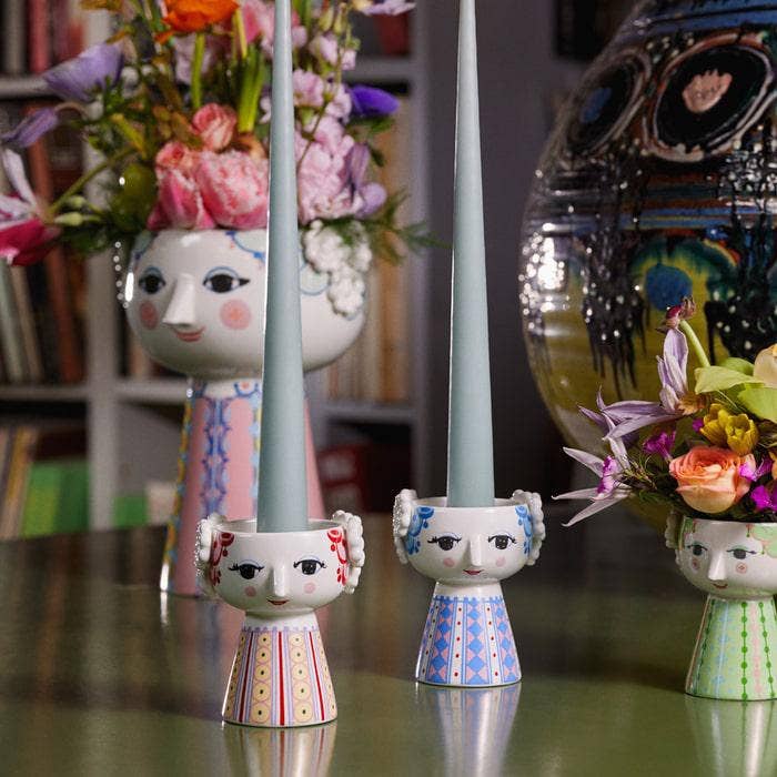 Eva Ceramic Candle Holder, Blue