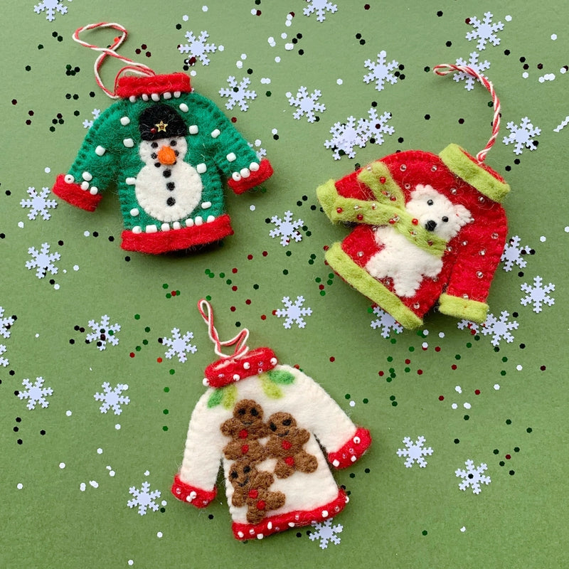 Ugly Christmas Sweater Felt Wool Ornament