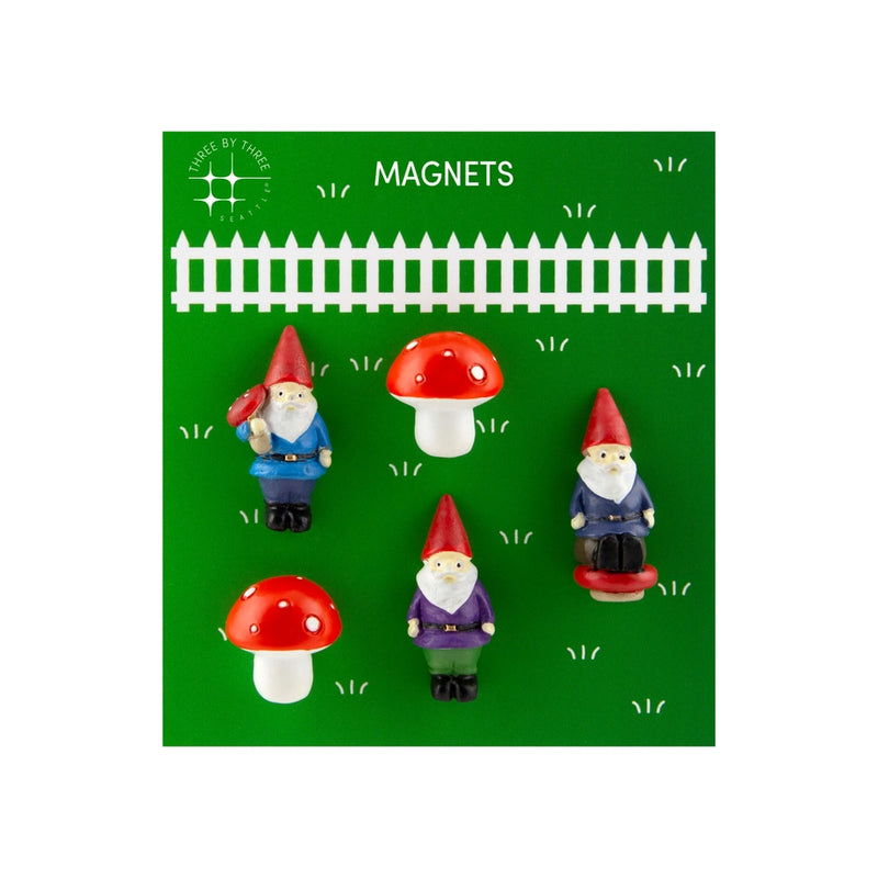 Colorful Gnome and Mushroom Magnets
