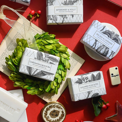 Holiday Shea Butter Soap - Juniper & Cypress in Goldleaf Design