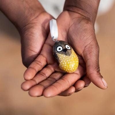 Mifuko Wooden Ornament - Yellow Owl