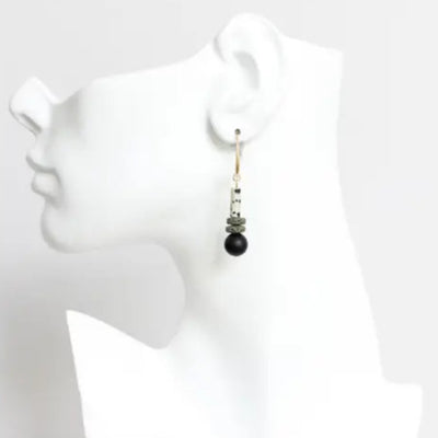 Dalmatian Jasper and Lava Rock Earrings