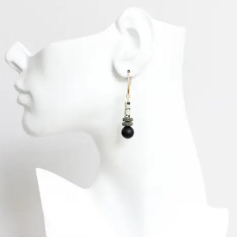 Dalmatian Jasper and Lava Rock Earrings