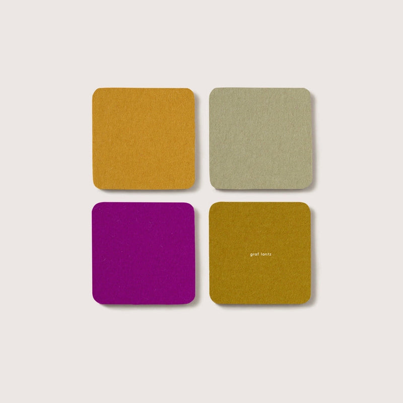 Bierfilzl: Merino Wool Felt Square Coasters in Golden Hour