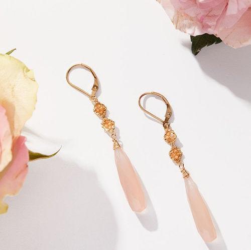 Pink Chalcedony Linear Earring