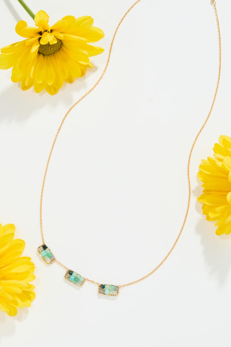 Emerald and Green Rectangle Necklace