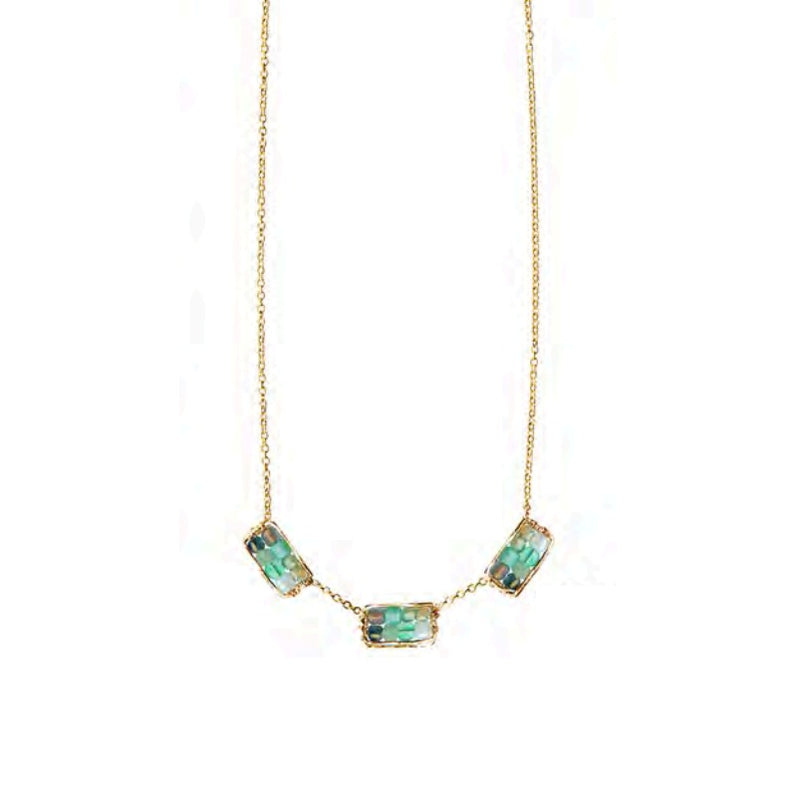 Emerald and Green Rectangle Necklace