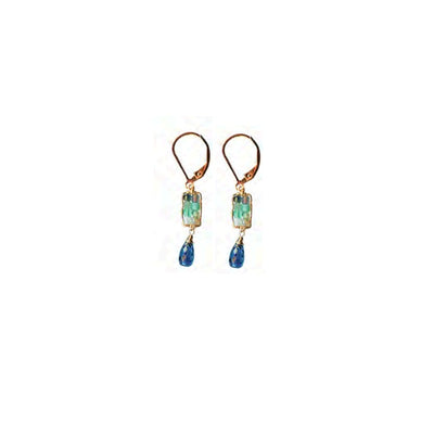 Emerald Azure Rectangle Earrings