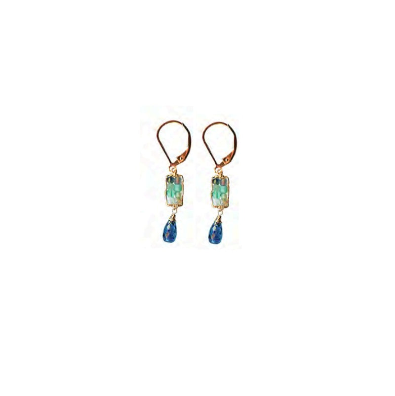 Emerald Azure Rectangle Earrings