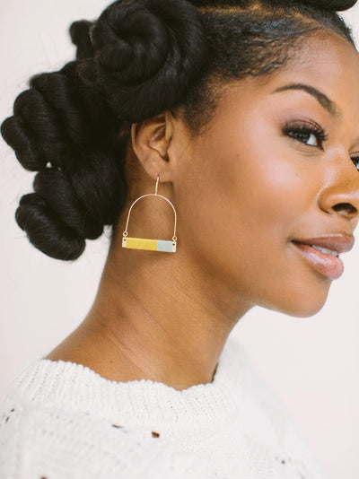Colorblock Earrings in Chamomile and Sage