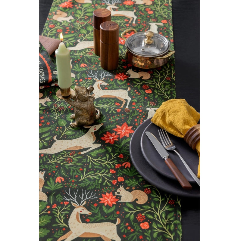 Forest Table Runner in Woodland Holiday, Evergreen