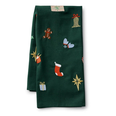 Signs of the Season Embroidered Tea Towel