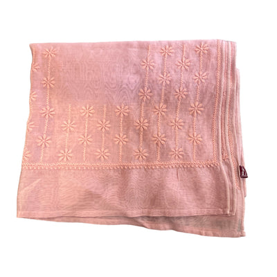 Pink with Embroidery Cotton/Silk Stole