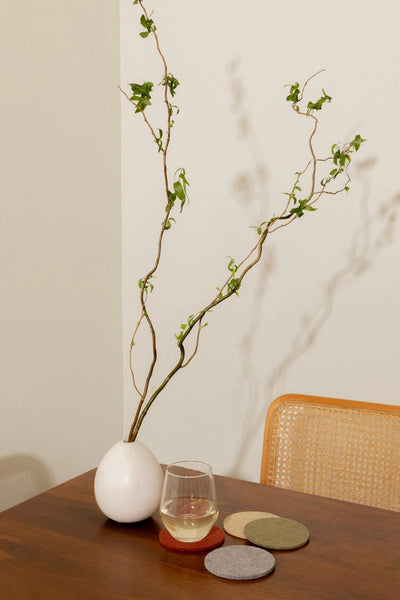 Bierfilzl: Merino Wool Felt Round Coasters in Ikebana