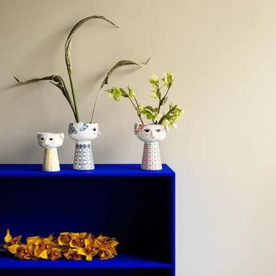 Eva Ceramic Plant Pot/Vase, Blue