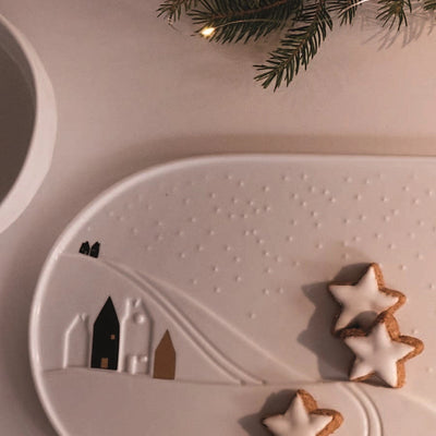 Snowy Day Landscape Porcelain Serving Platter