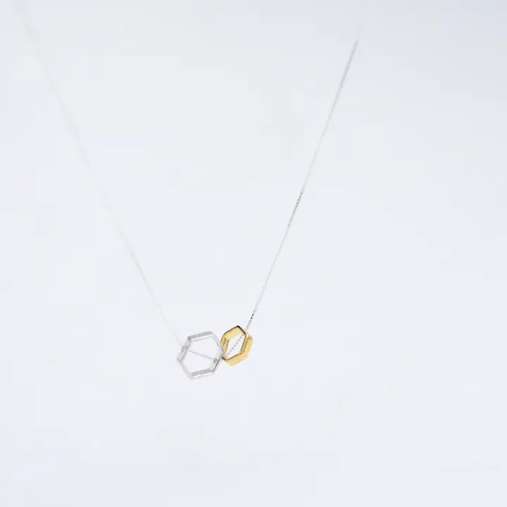 Hexa Necklace Polished Silver Gold
